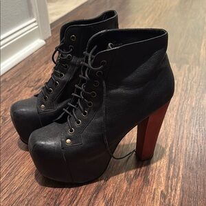 Jeffrey Campbell black leather lita’s 7.5
